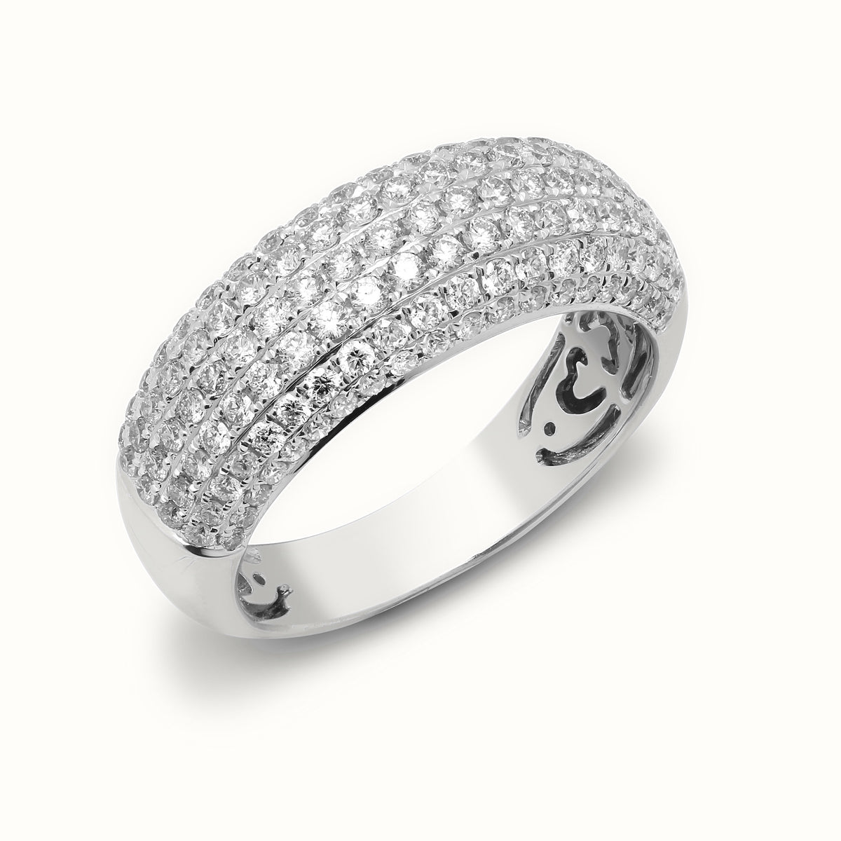 18ct White Natural Diamond Bombay Ring