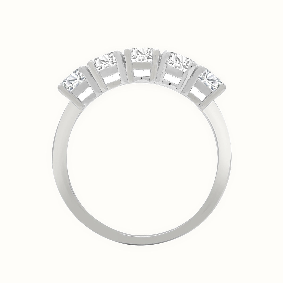 18ct White Natural Diamond 5 stone Ring