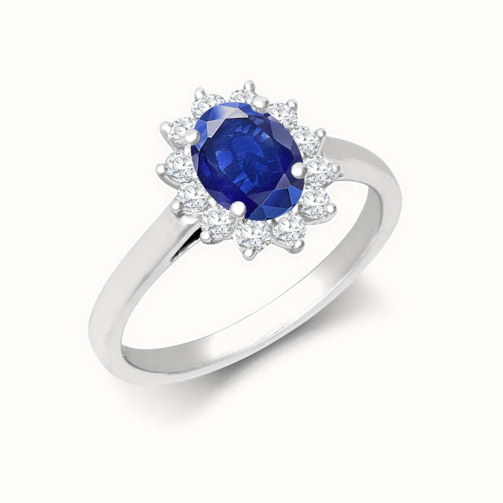18ct Gold Natural Diamond Claw-set Cluster Halo Oval Ring Mount — Delan Jewellers