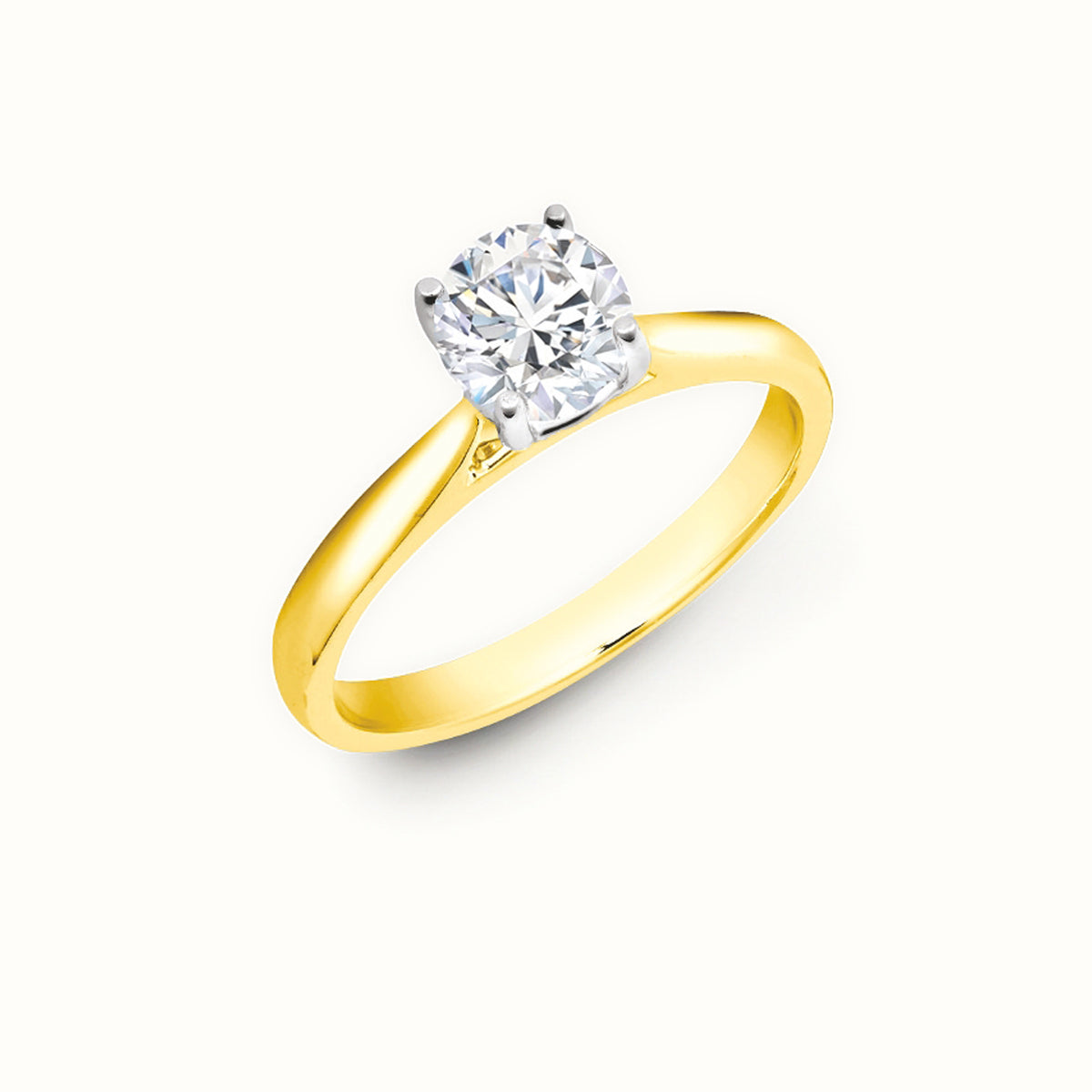 9ct Gold Round Brilliant Cut Solitaire Wed Fit Lab-Grown Diamond Ring