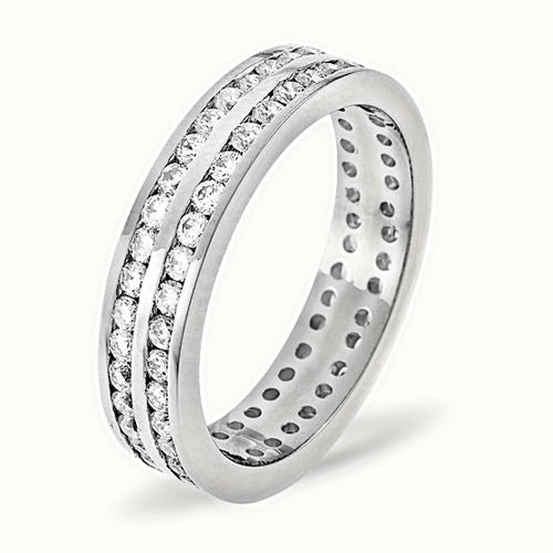 18ct White Gold Channel Set 2 Row Full Eternity Ring Natural Diamond