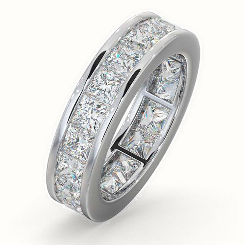 18ct White Gold Channel Set Princess Cut Full Eternity Ring Natural Diamond