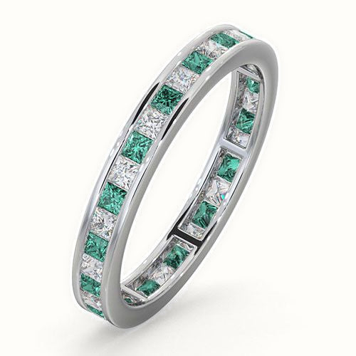 18ct White Gold Channel Set Princess Cut Full Eternity Ring Natural Diamond Em