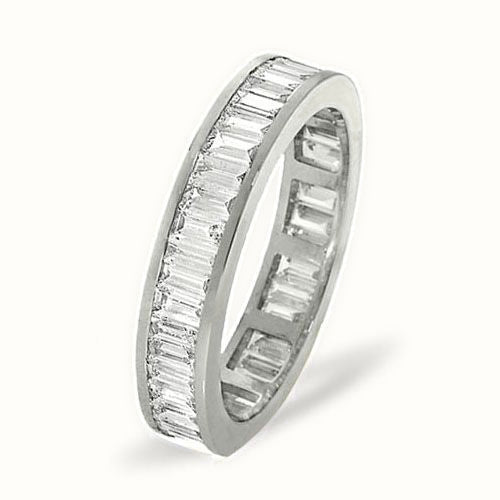 18ct White Gold Channel Set Full Eternity Ring Baguette Natural Diamond