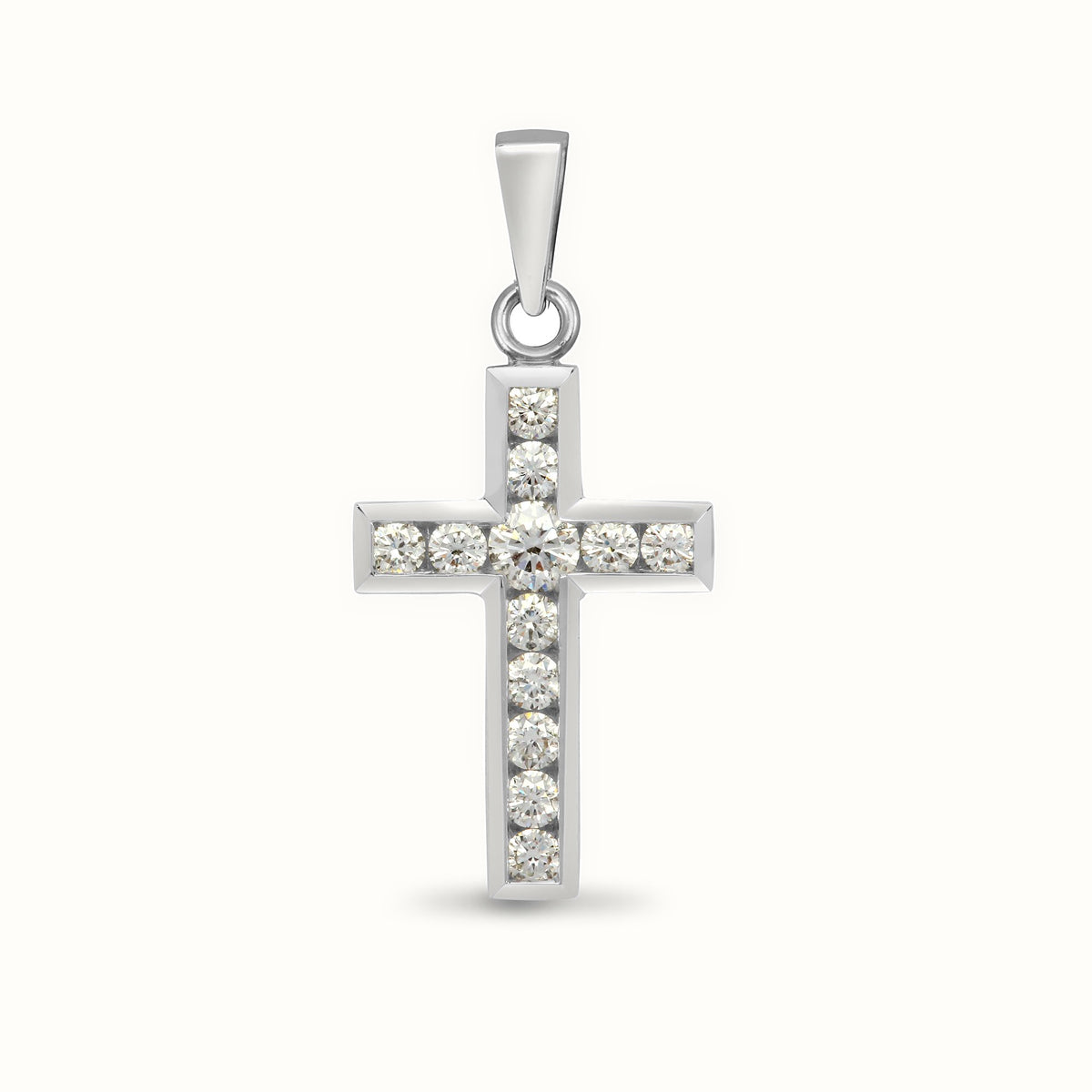 18ct White Gold Natural Diamond Cross