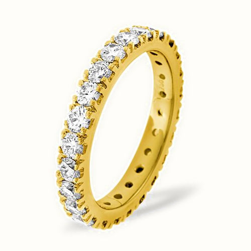 18ct Yellow Gold Claw Set Full Eternity Ring Natural Diamond 2.00ct