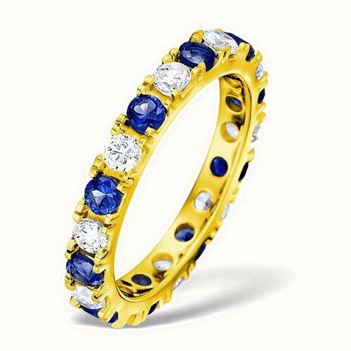 18ct Yellow Gold Claw Set Full Eternity Ring Natural Diamond