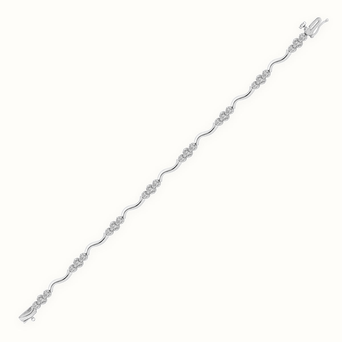 9ct White Gold Natural Diamond Bracelet