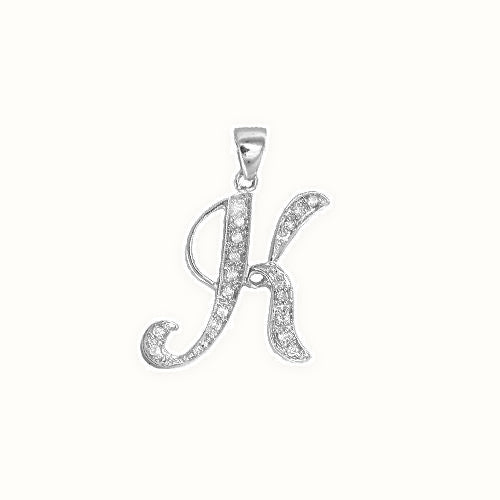 9ct White Gold Natural Diamond Set Initial Pendant Initial