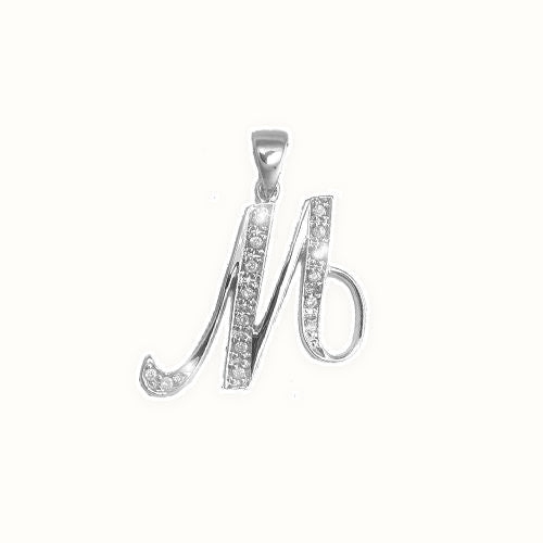 9ct White Gold Natural Diamond Set Initial Pendant Initial