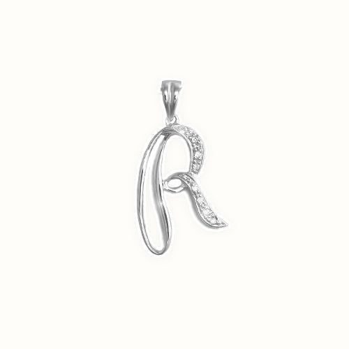 9ct White Gold Natural Diamond Set Initial Pendant Initial