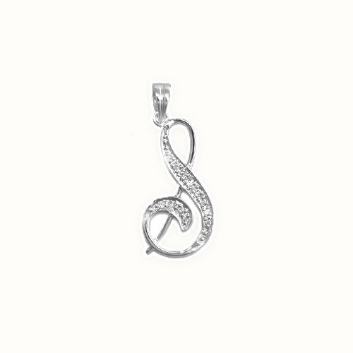 9ct White Gold Natural Diamond Set Initial Pendant Initial