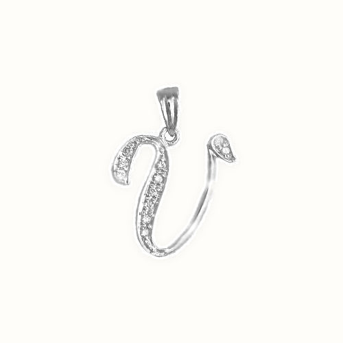 9ct White Gold Natural Diamond Set Initial Pendant Initial