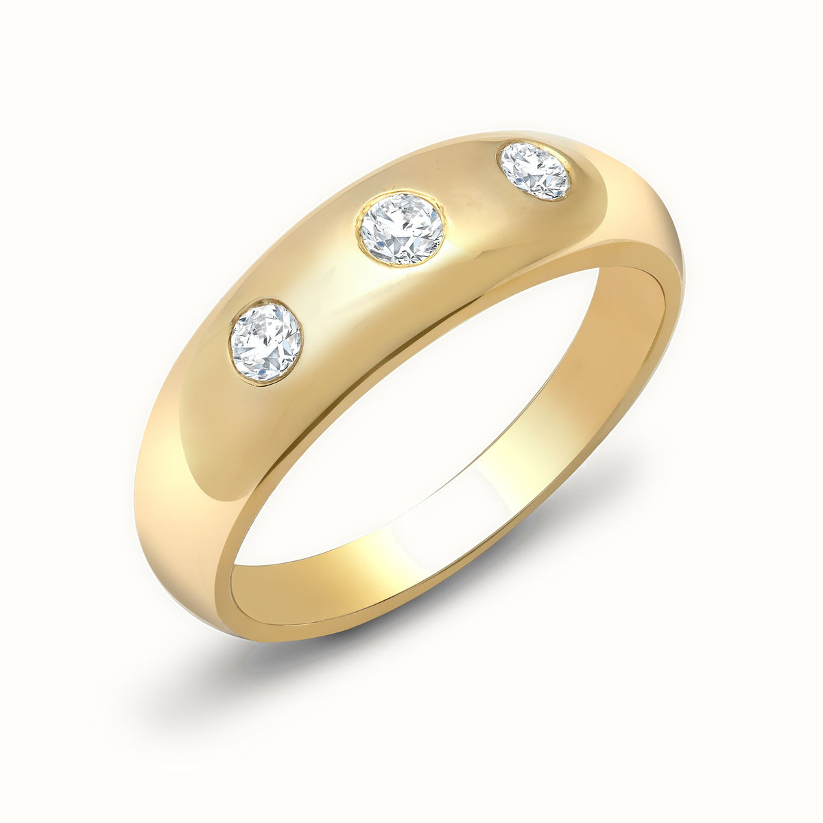 9ct Yellow Gold Natural Diamond 3 Stone Trilogy Ring