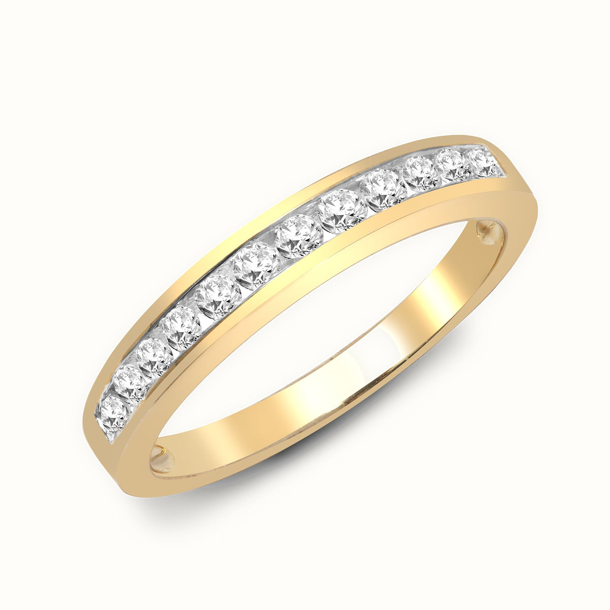 9ct Yellow Gold Natural Diamond Half Eternity Ring