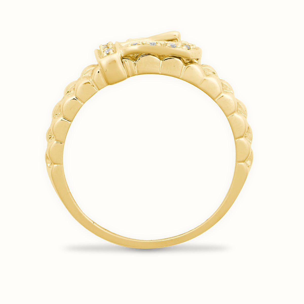 9ct Yellow Gold Natural Diamond Buckle Ring