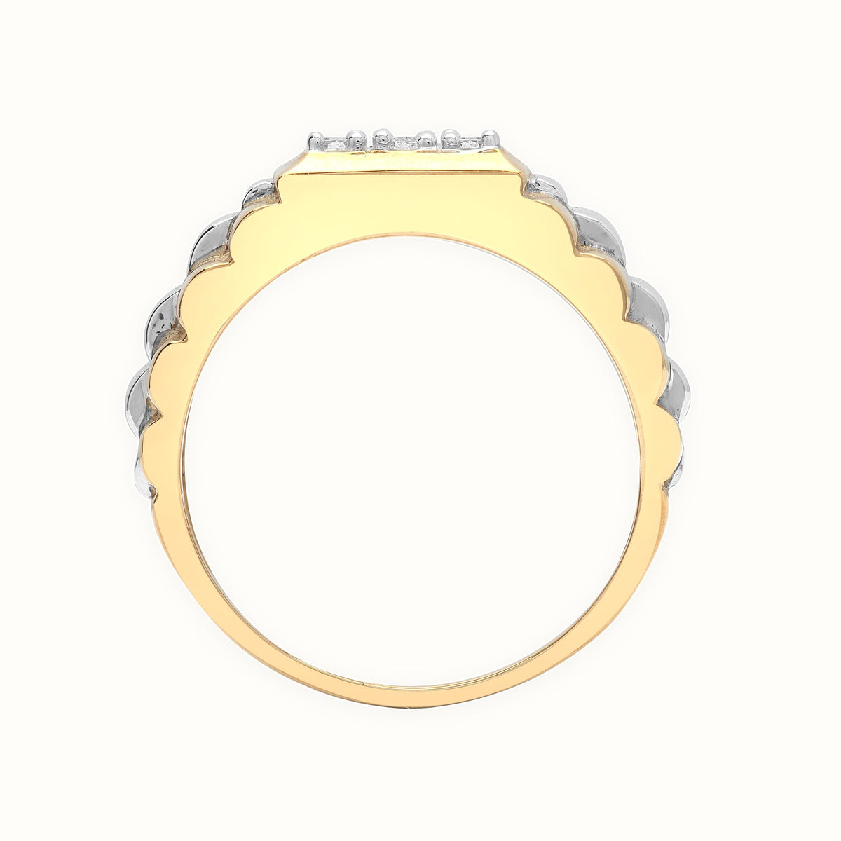 9ct White And Yellow Gold Gents Natural Diamond Ring