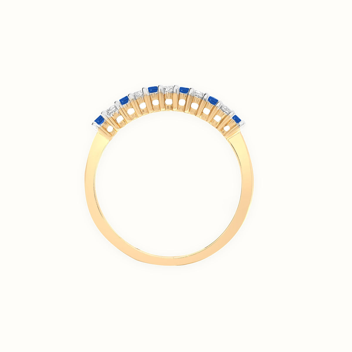 Yellow Gold Natural Diamond & Sapphire Half Eternity Ring — Delan Jewellers