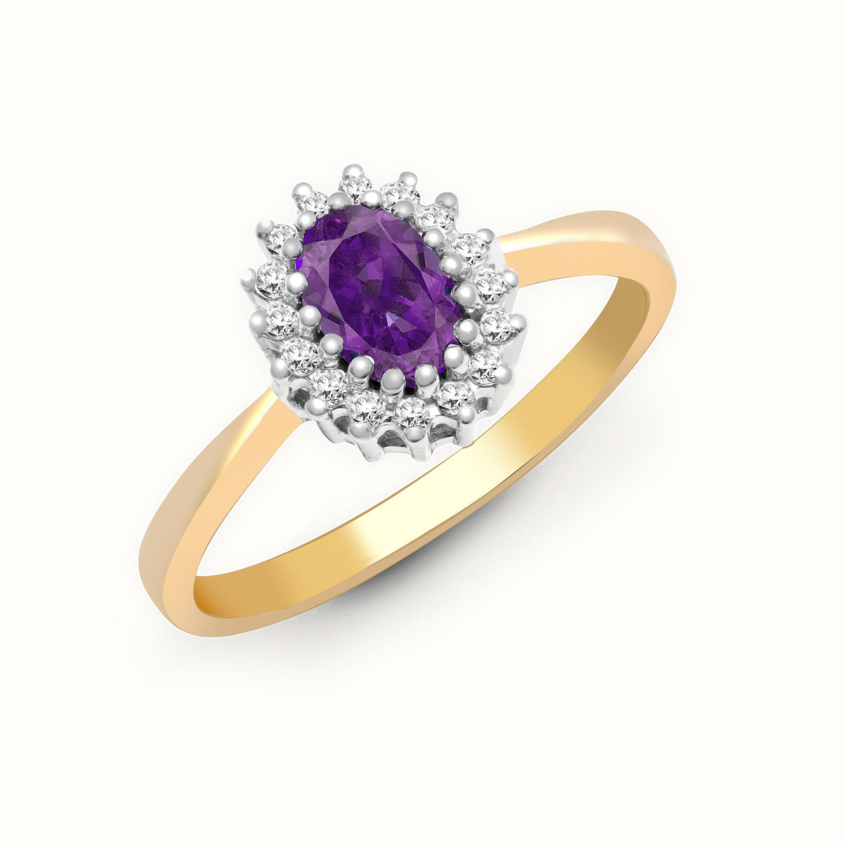 9ct Yellow Gold Natural Diamond 12pts & Amy 44pts Ring