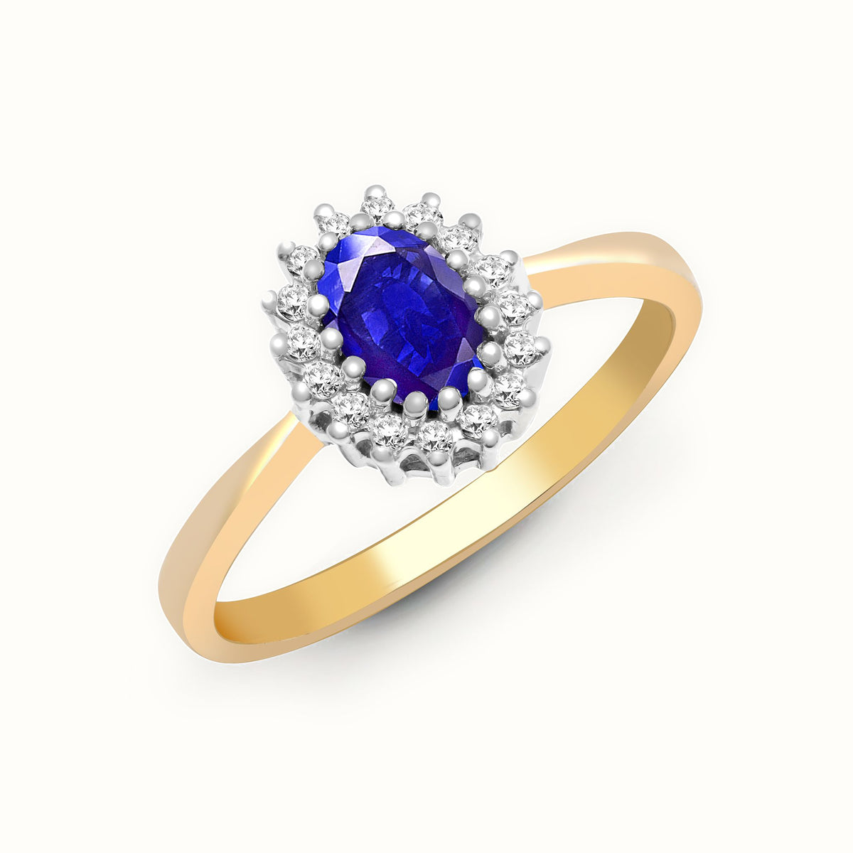 9ct Yellow Gold Natural Diamond 12pts & Tanzanite 55pts Ring