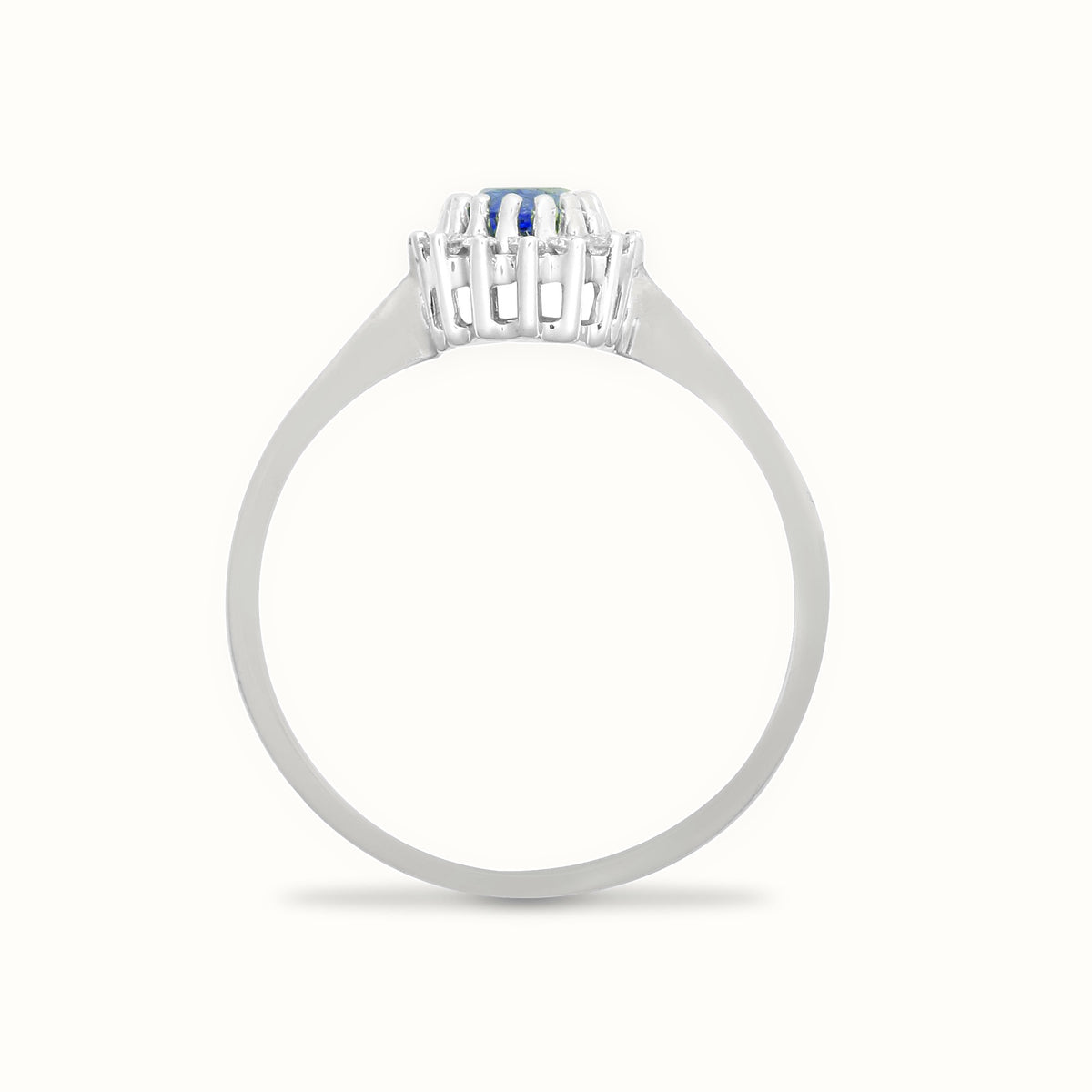 9ct White Gold Natural Diamond 12pts & Sapphire 56pts Ring