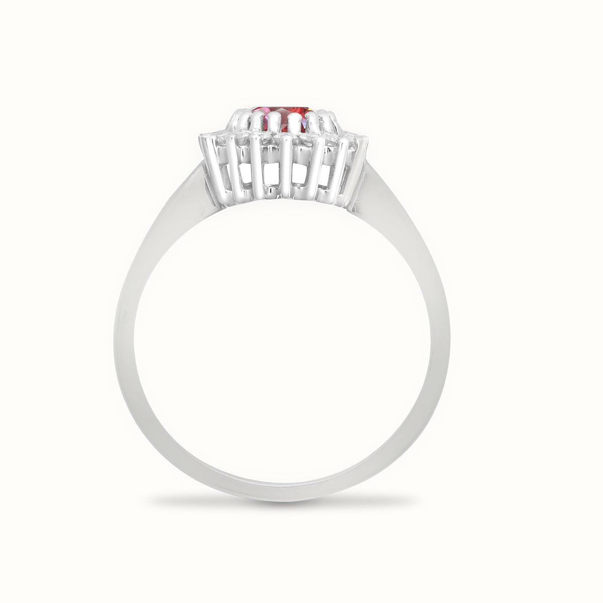 9ct White Gold Natural Diamond 23pts & Ruby 1.10ct Ring