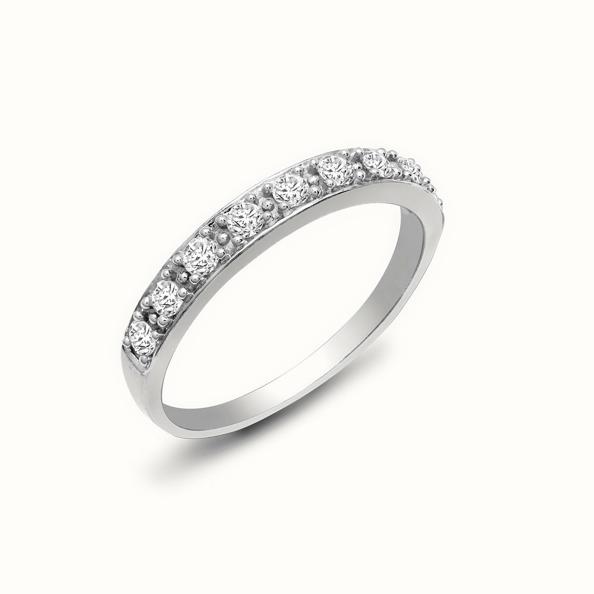 9ct White Gold Half Eternity Natural Diamond Ring