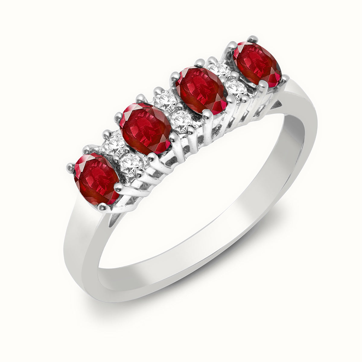 9ct White Gold Natural Diamond 12pts & Ruby 92pts Ring