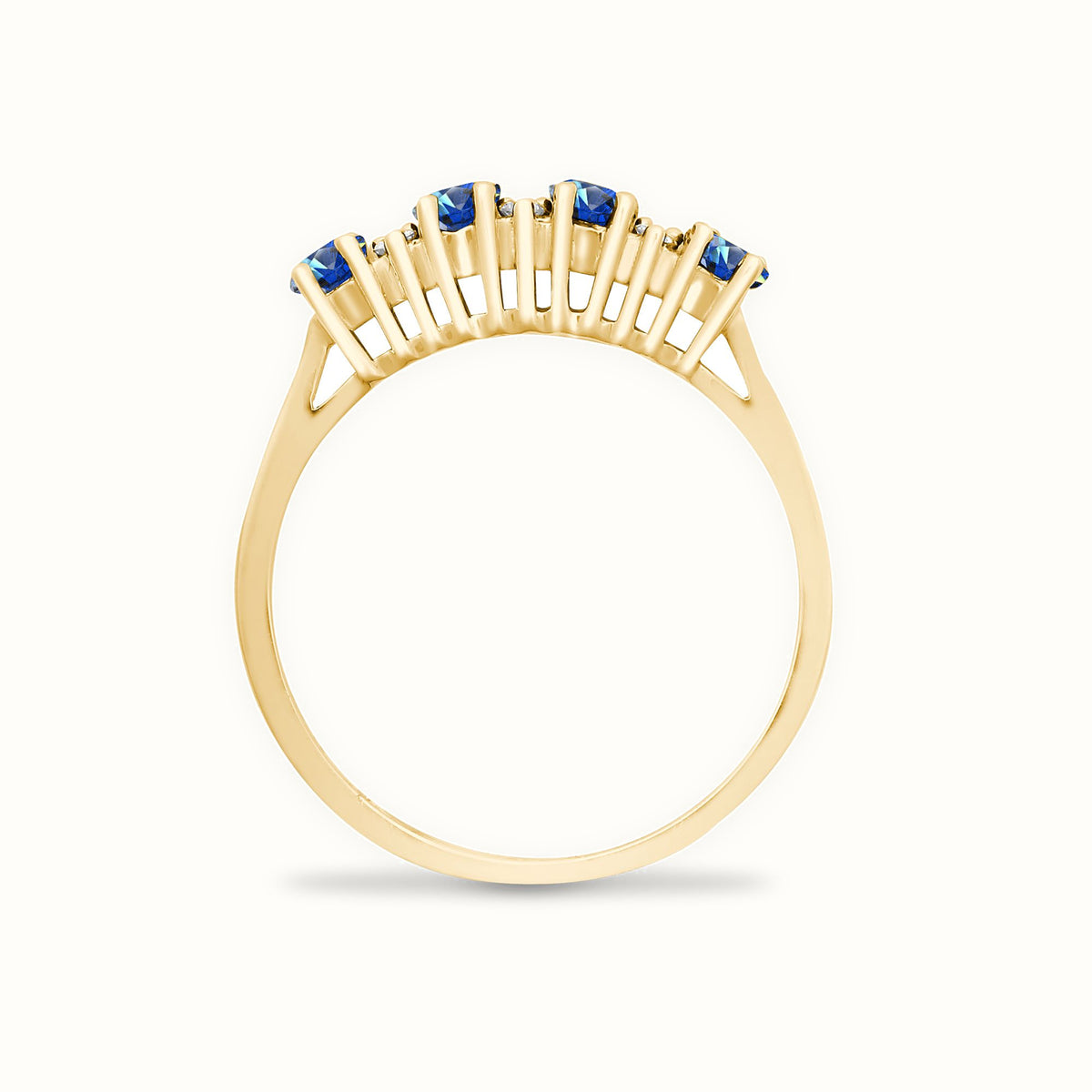 9ct Yellow Gold Natural Diamond 12pts & Sapphire 1.05ct Ring
