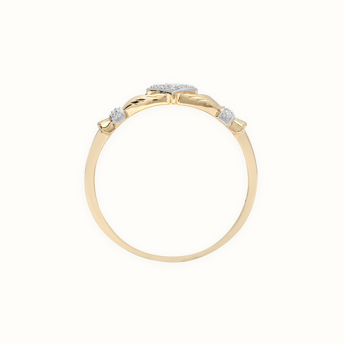 9ct Yellow Gold Natural Diamond Claddagh Ring