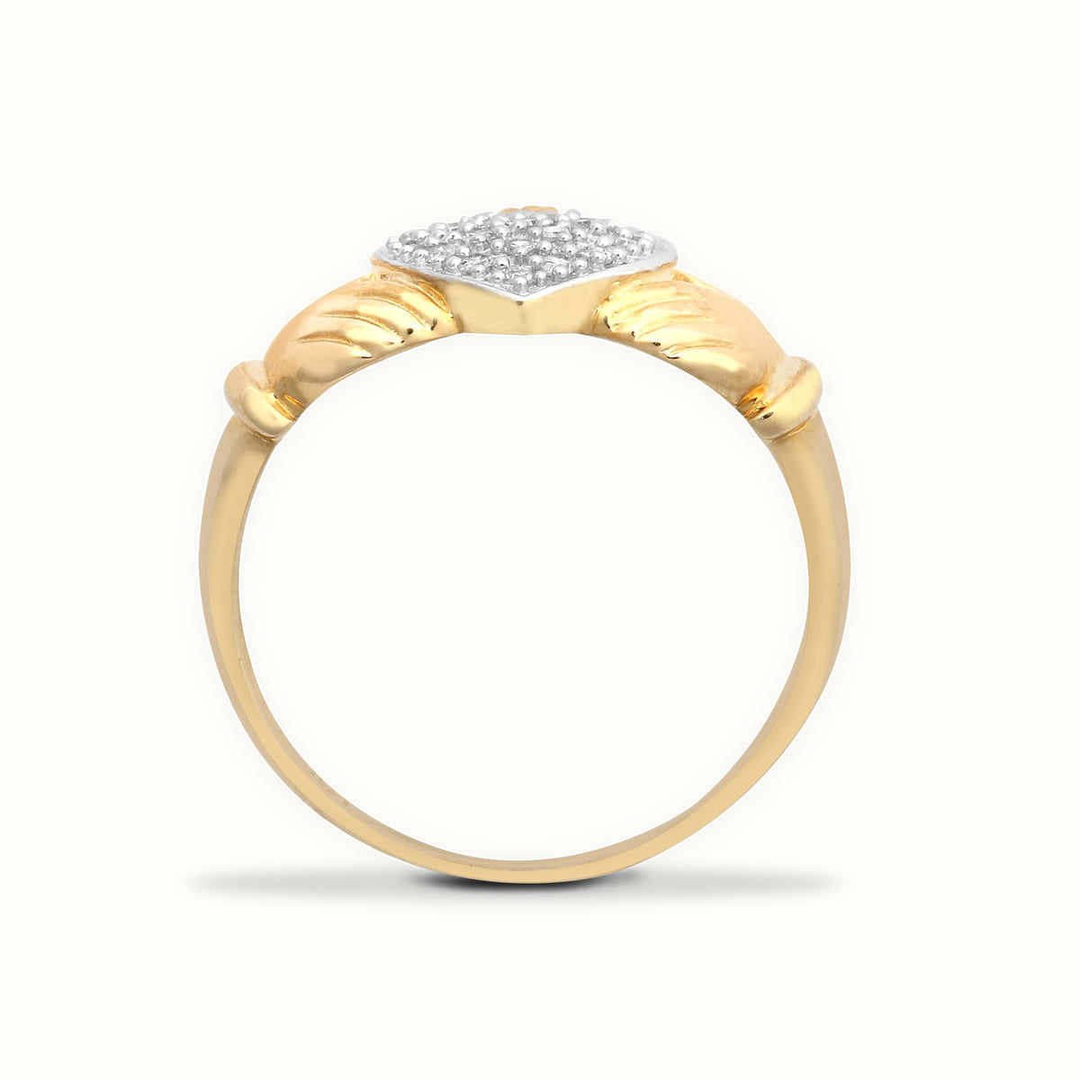 9ct Yellow Gold Natural Diamond Claddagh Ring