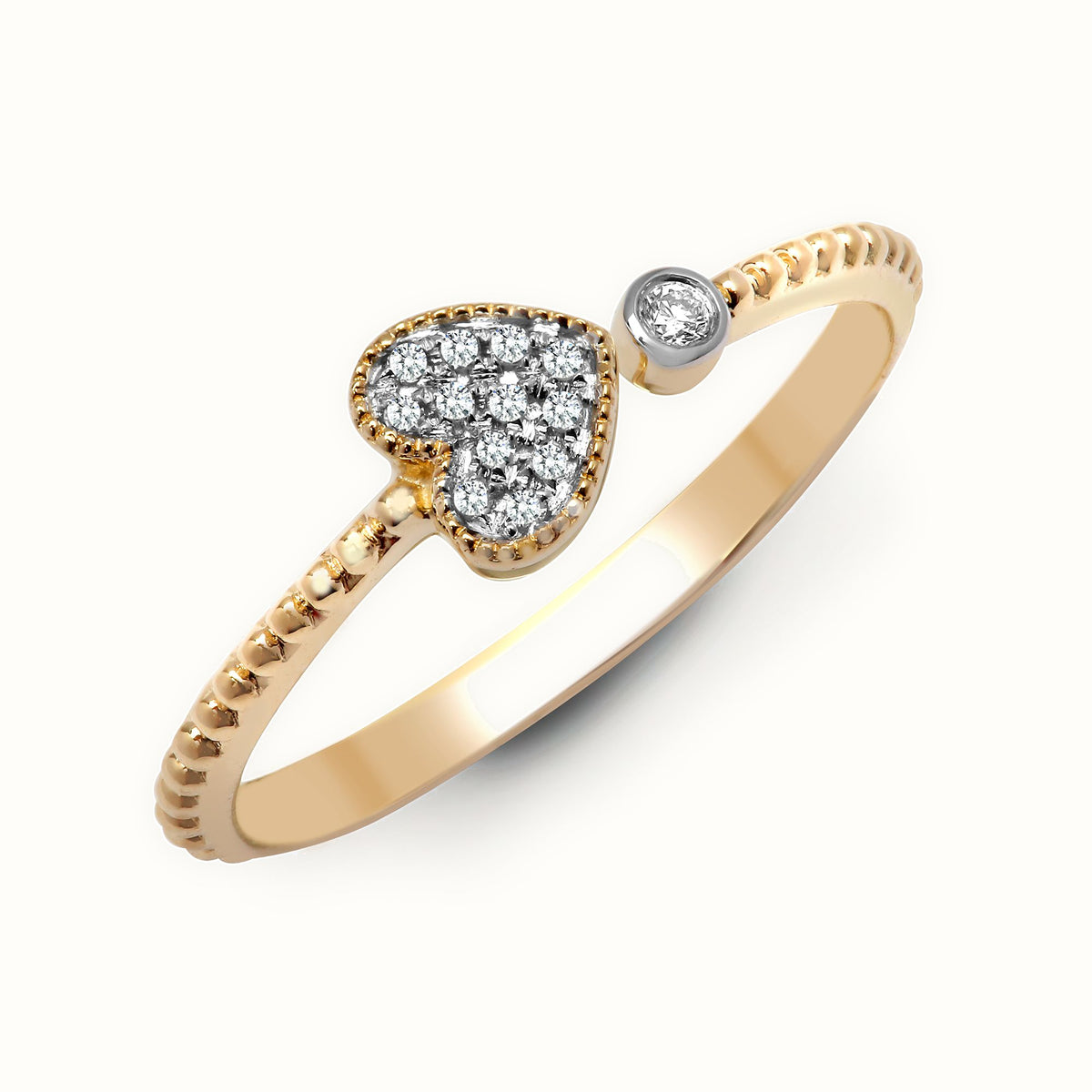 9ct Yellow 0.07ct Natural Diamond Heart Ring