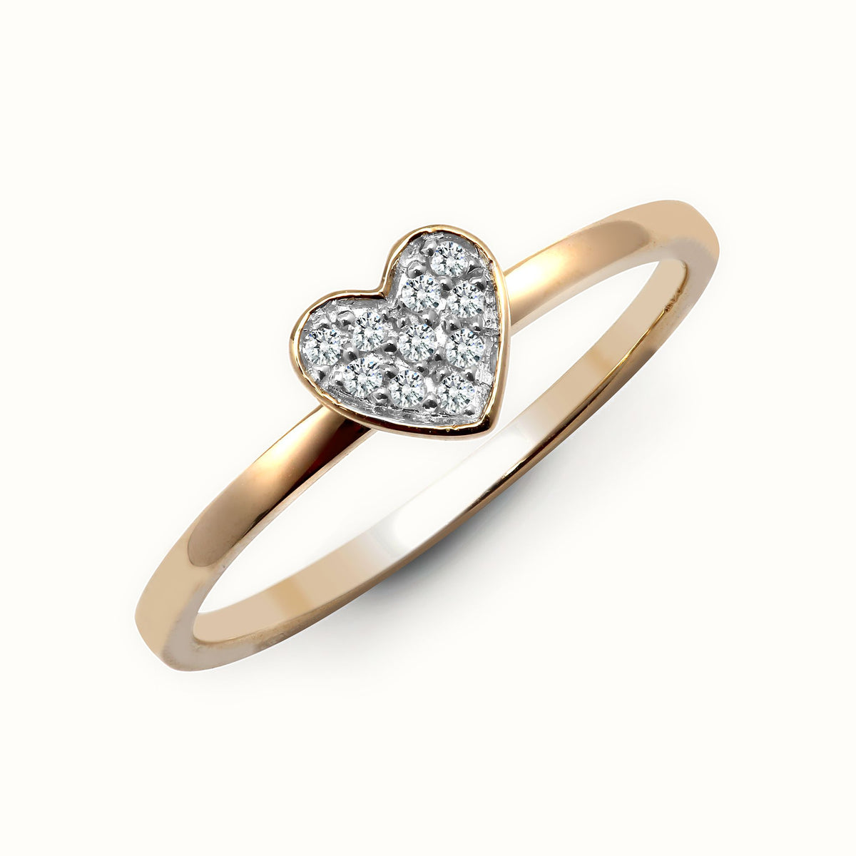 9ct Yellow 0.07ct Natural Diamond Heart Ring