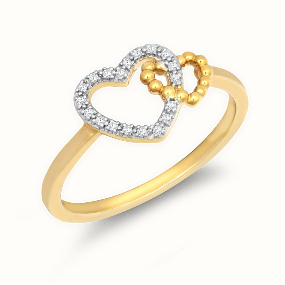 9ct Yellow Gold 0.05cts Natural Diamond Double Heart Ring