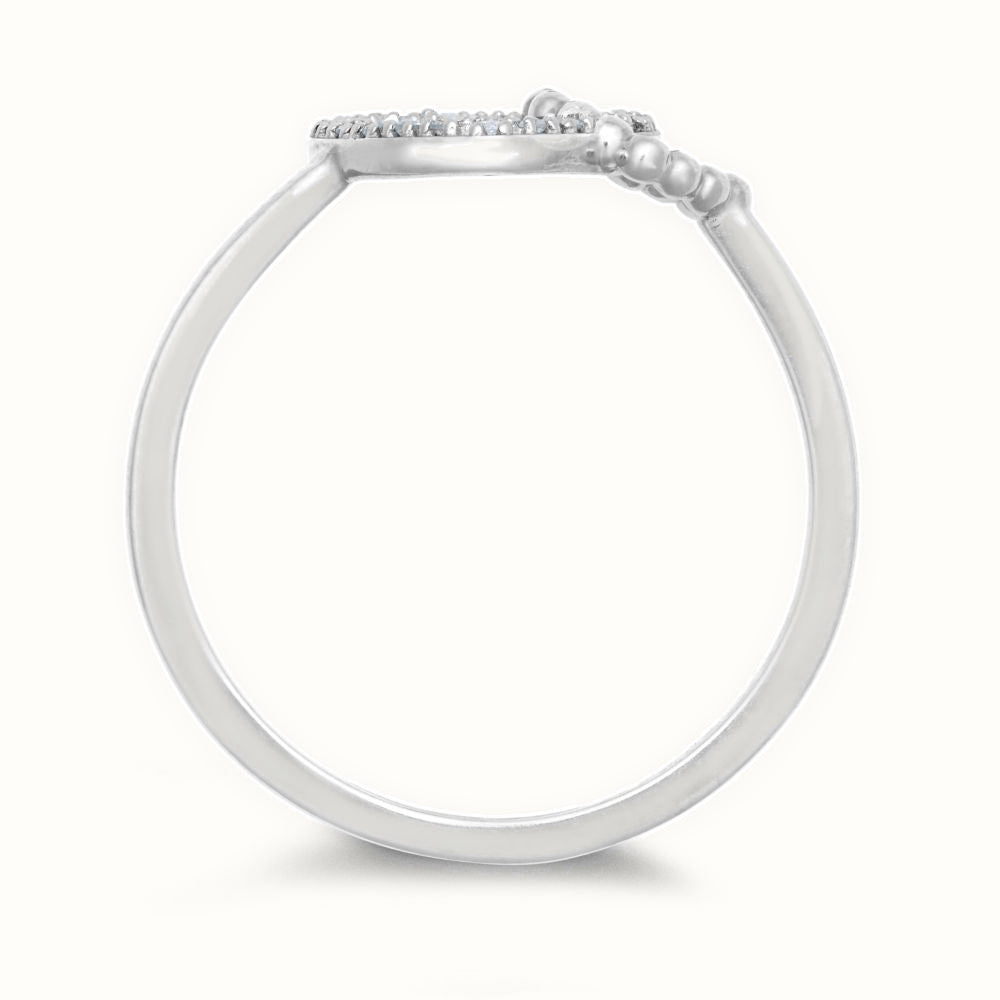 9ct White Gold 0.05cts Natural Diamond Double Heart Ring