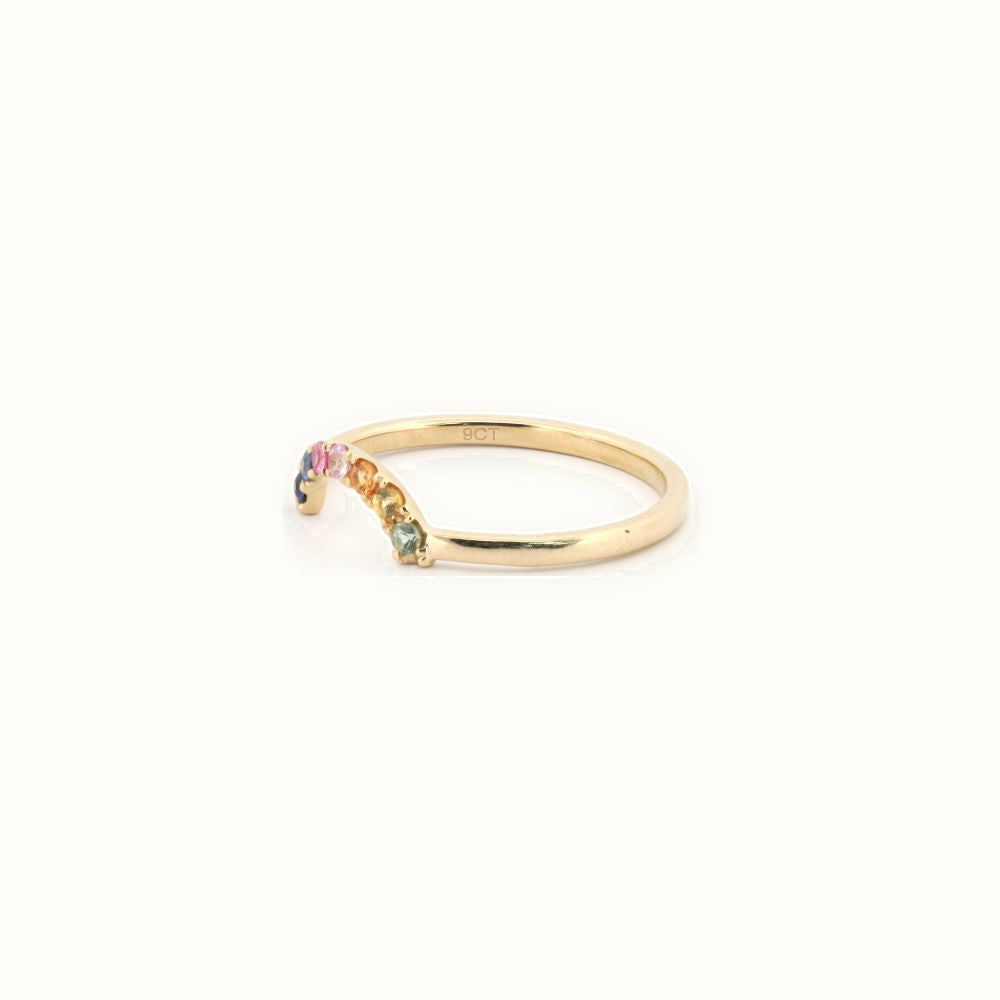 9ct Yellow 0.15ct Rainbow Saph Ring