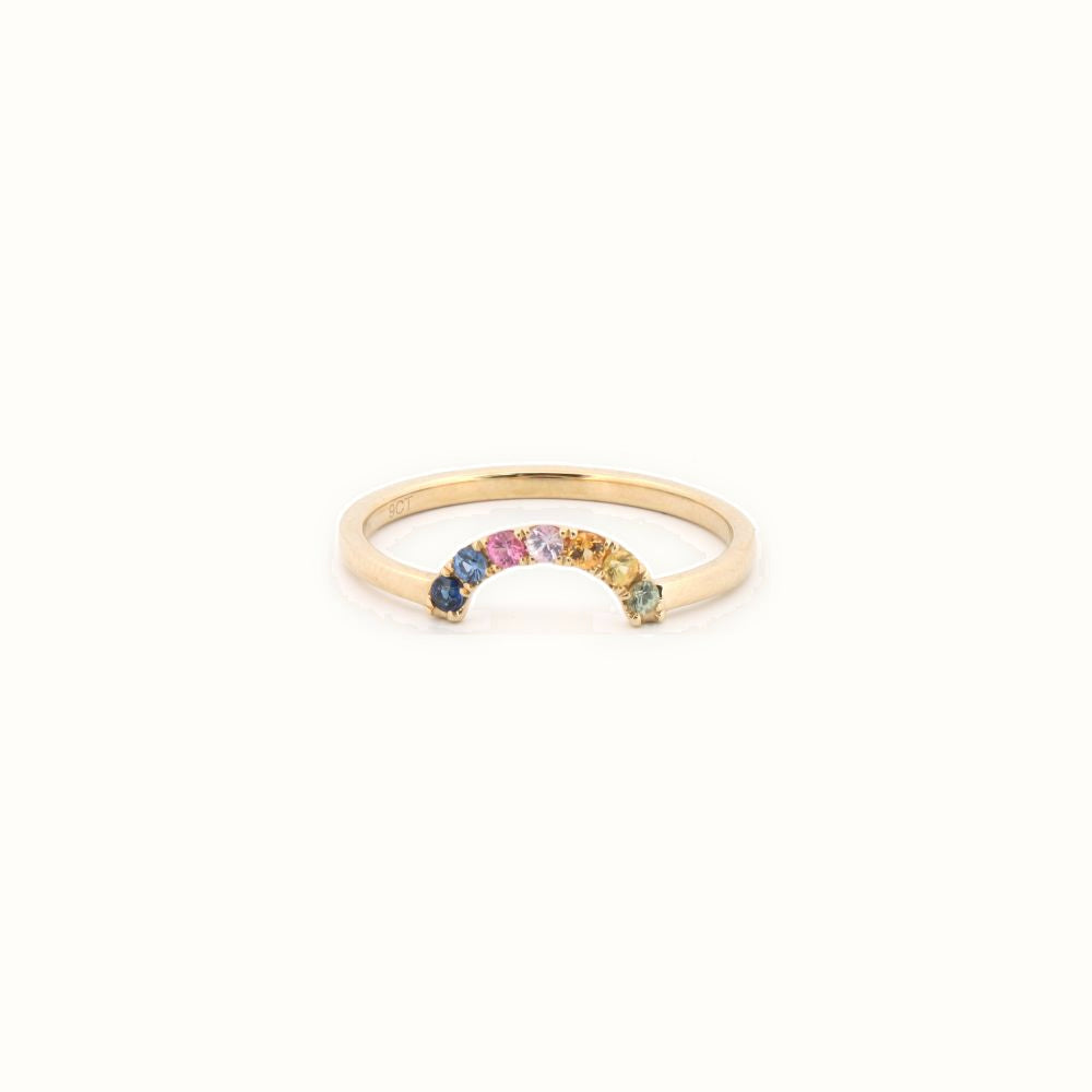 9ct Yellow 0.15ct Rainbow Saph Ring
