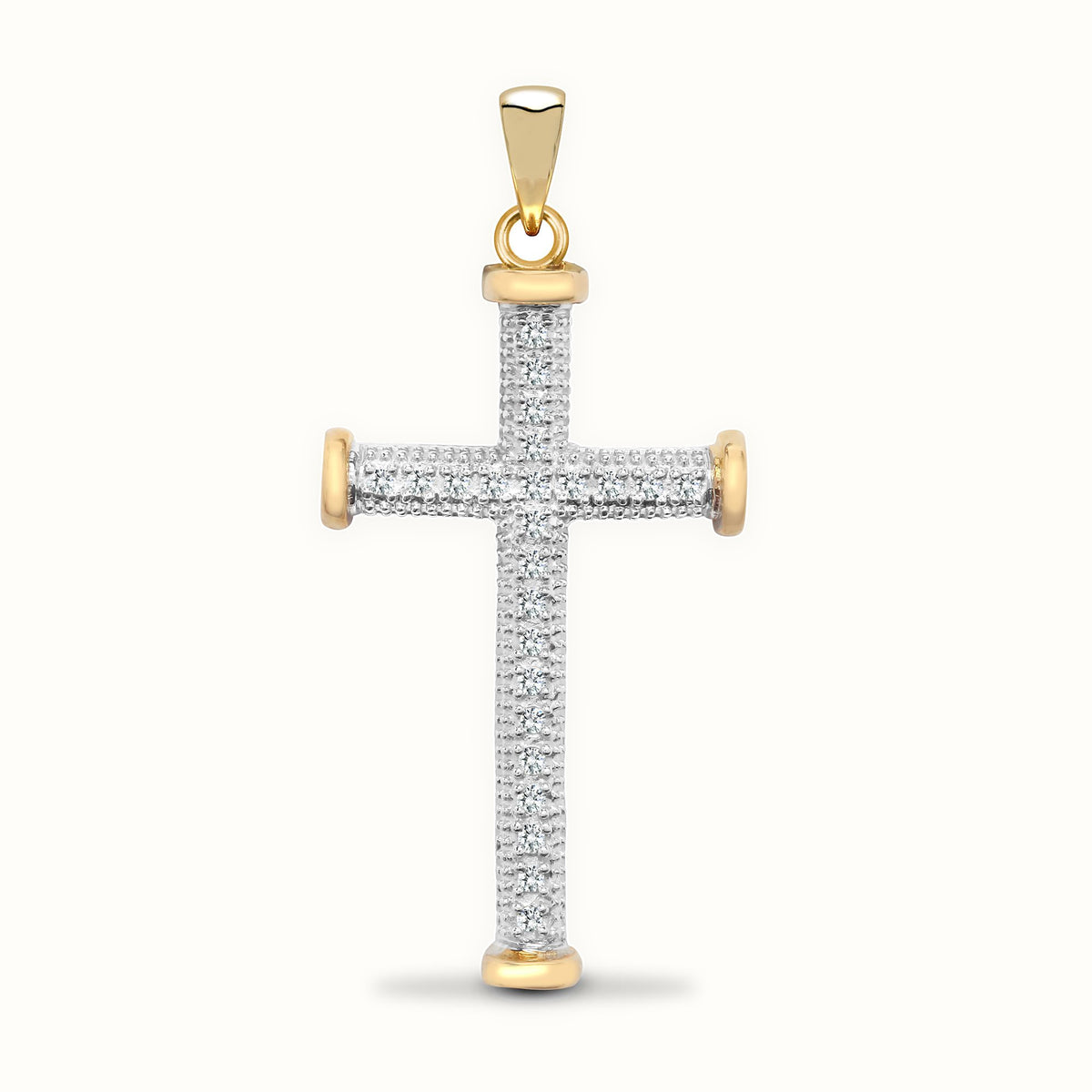 9ct Yellow Gold Natural Diamond Cross