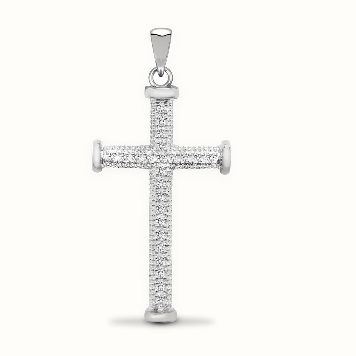 9ct White Gold Natural Diamond Cross