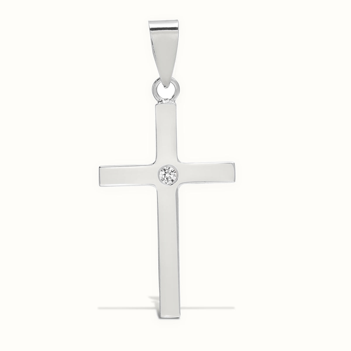 9ct White Gold Natural Diamond Cross