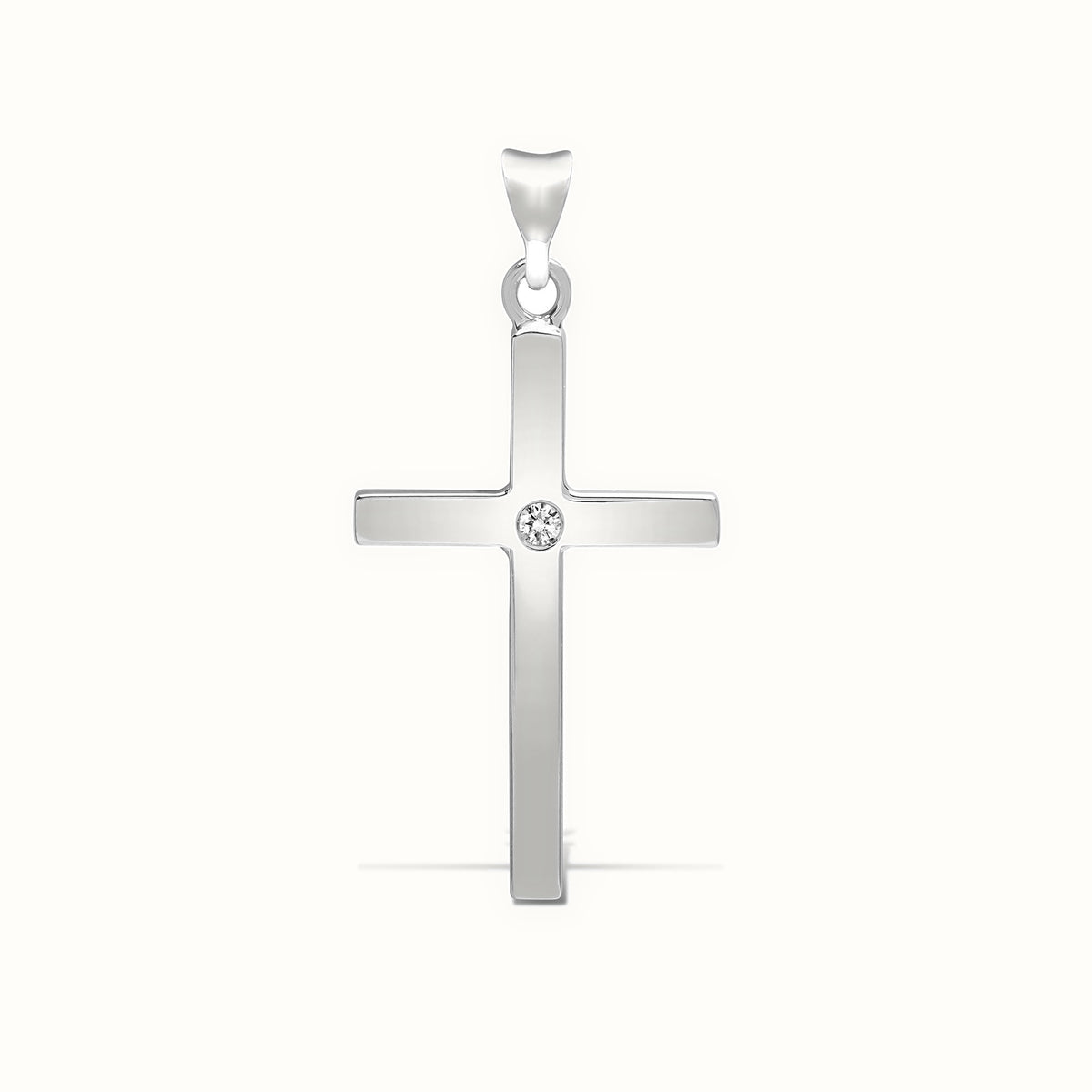 9ct White Gold Natural Diamond Cross