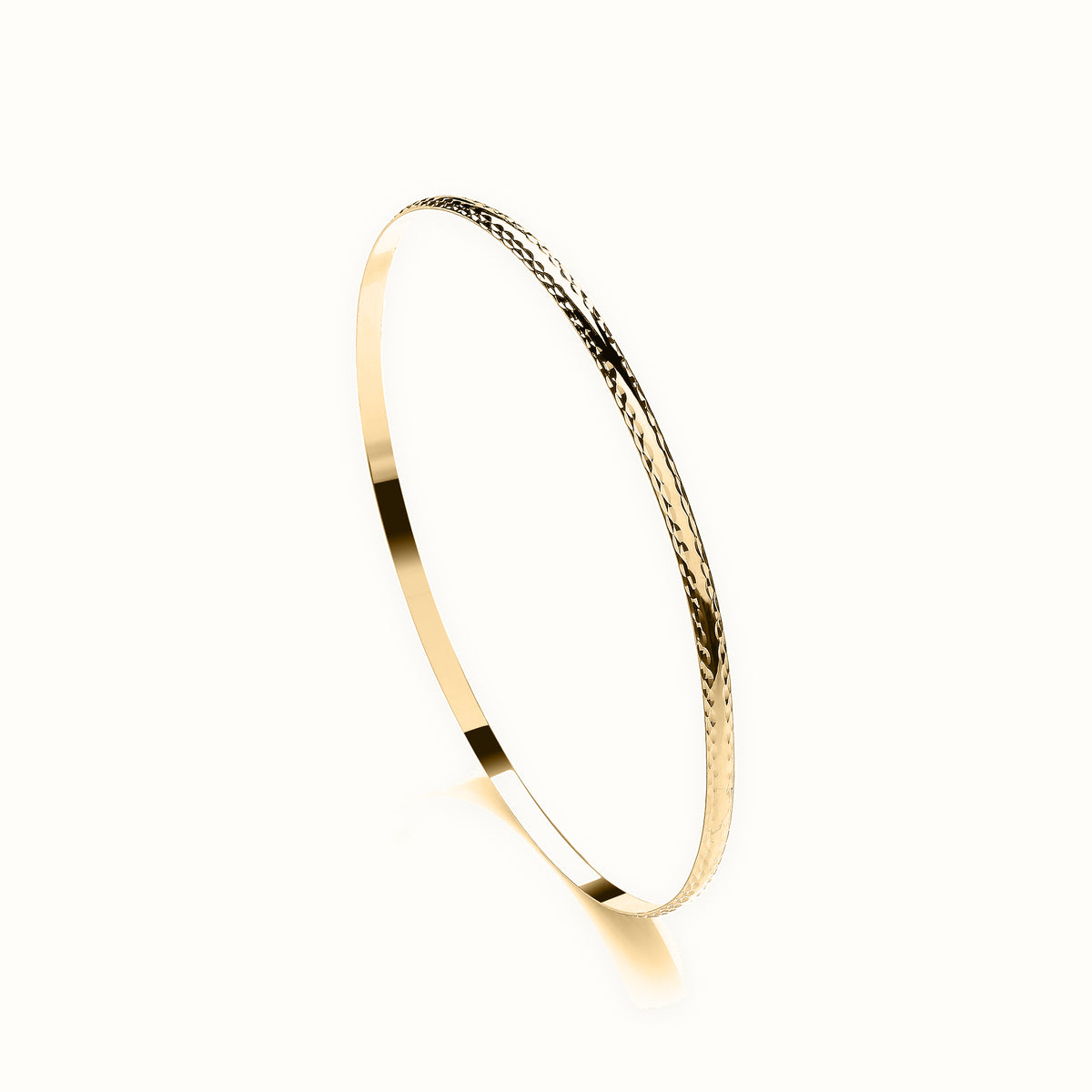 9ct Yellow Gold D-Profile Diamond Cut Slave Bangle