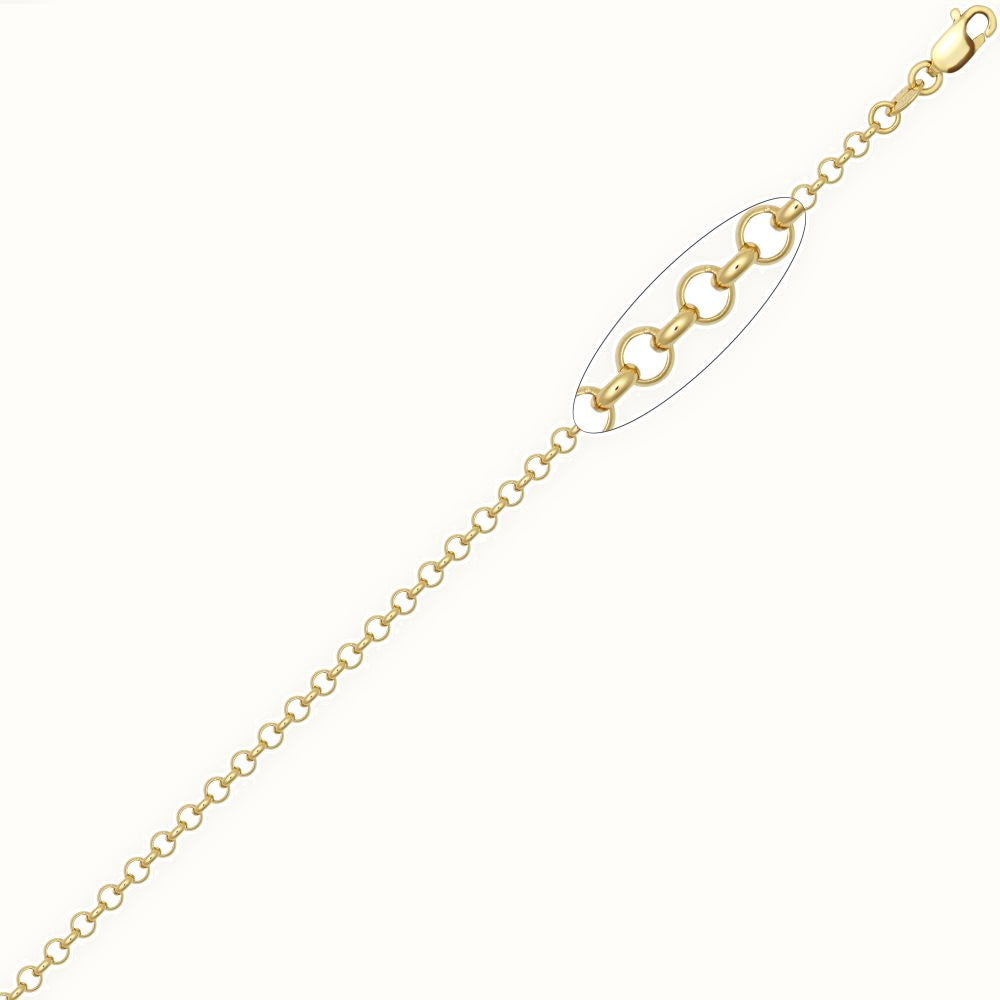 9ct Yellow Gold Round Belcher Gauge Pendant Chain
