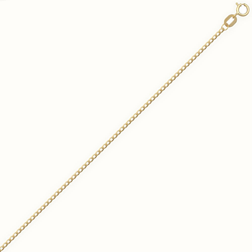 9ct Yellow Gold Flat Curb Gauge Pendant Chain