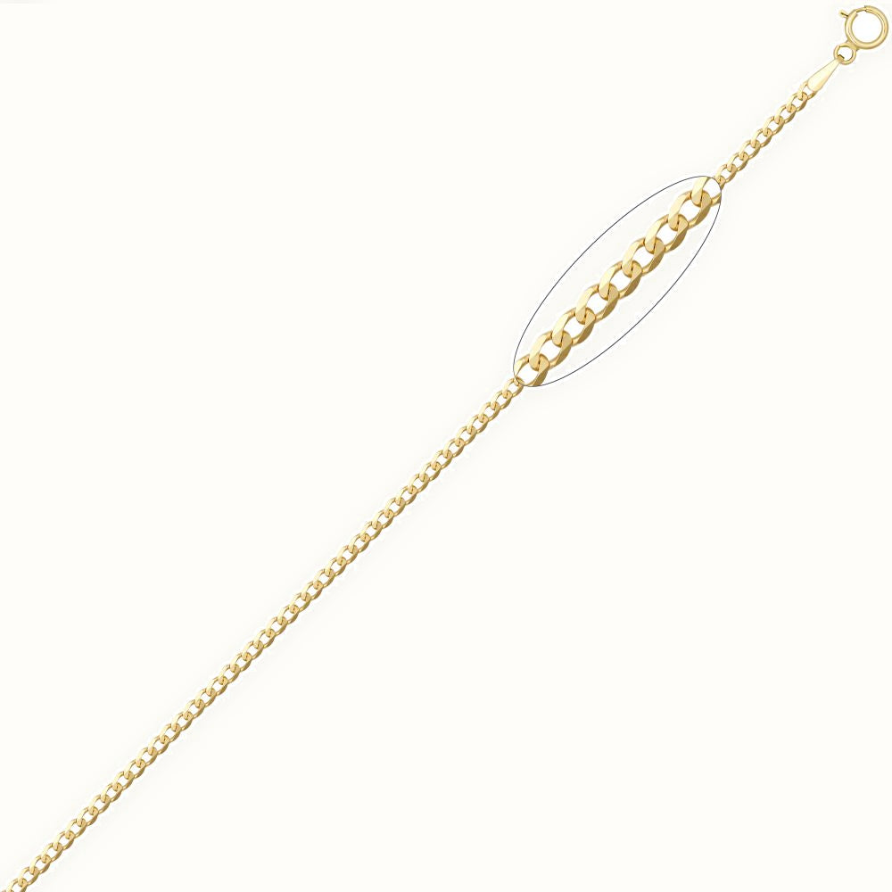 9ct Yellow Gold Flat Curb Gauge Pendant Chain