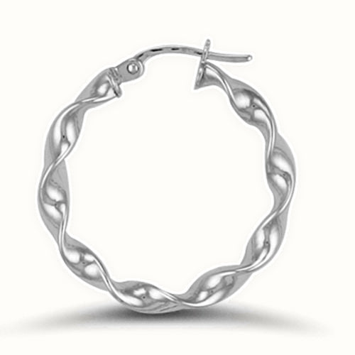9ct white gold polished c candy twist creole Hoop Earrings
