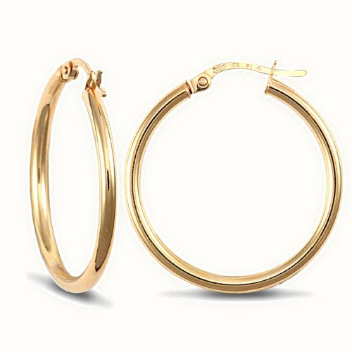 9ct yellow gold ultra light plain creole Hoop Earrings