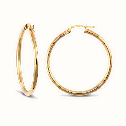 9ct yellow gold ultra light plain creole Hoop Earrings