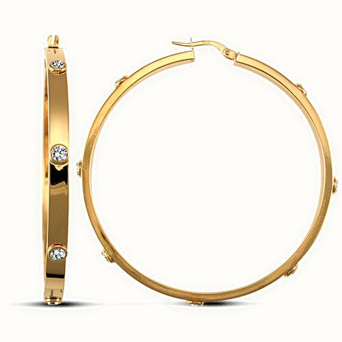 9ct yellow gold CZ set Hoop Earrings