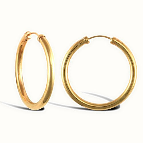 9ct yellow gold plain polished Hoop Earrings